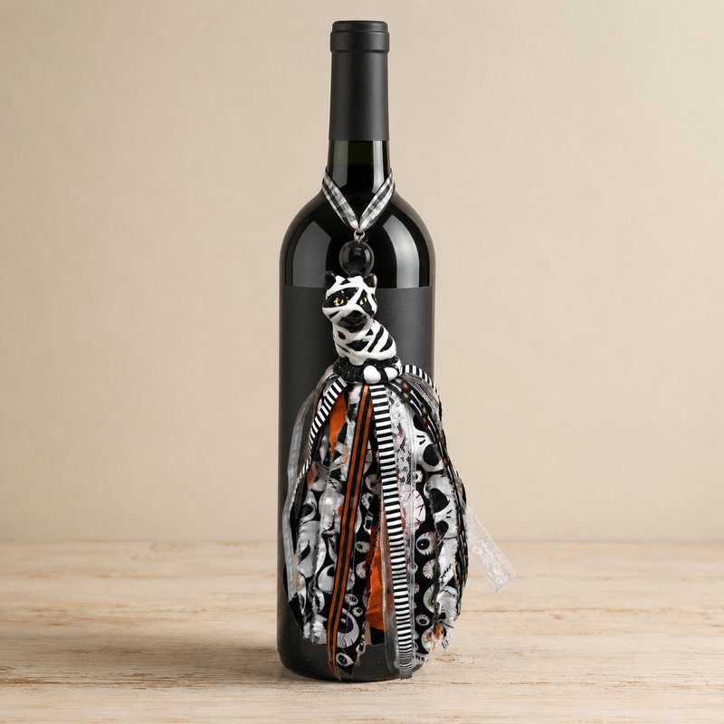 Frightfully Feline — Mummy Cat Halloween Door Tassel