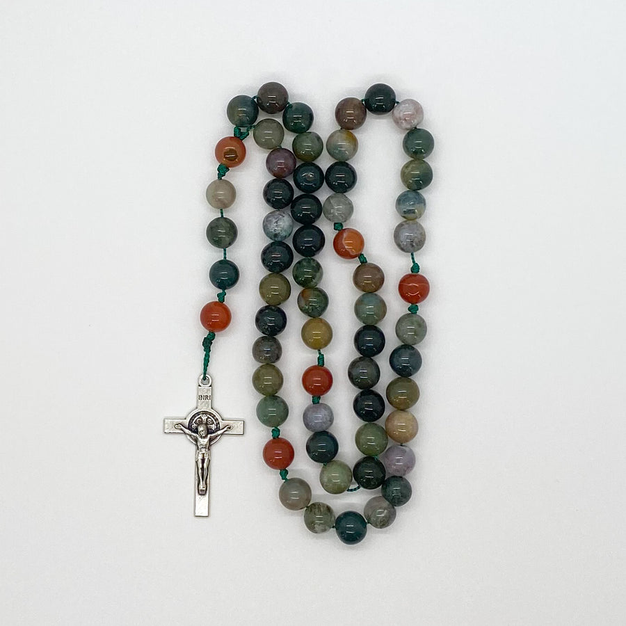 Moss Agate and Fire Agate Rosary