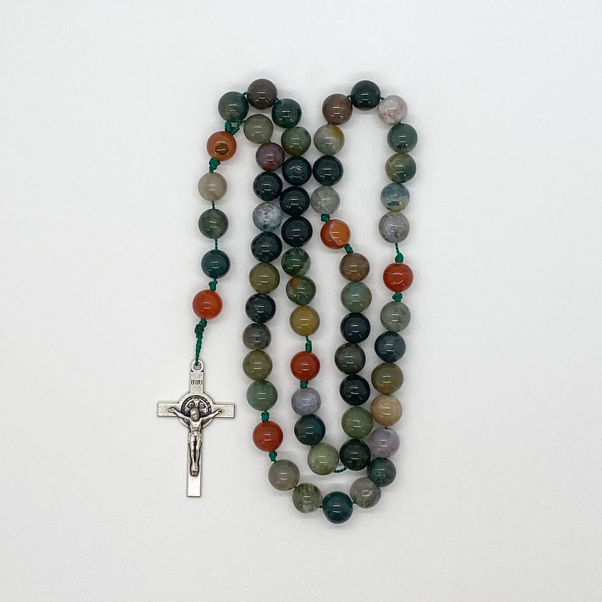 Moss Agate and Fire Agate Rosary