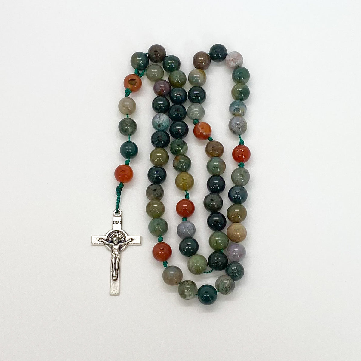 Moss Agate and Fire Agate Rosary