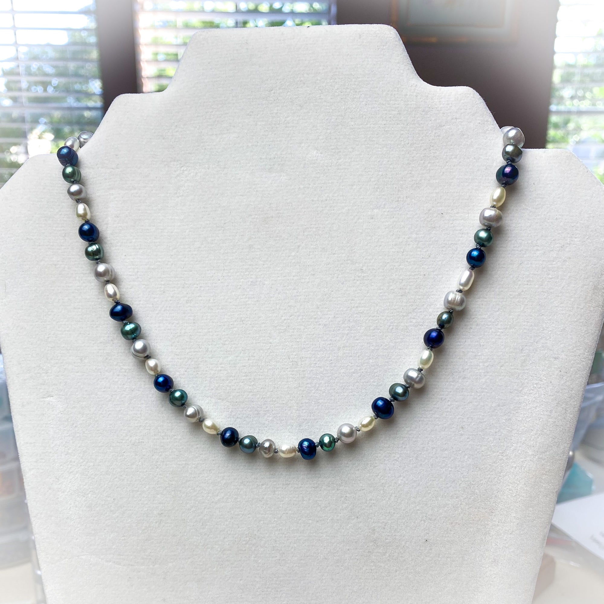 Buy Navy Pearl Necklace, Baroque Pearl Necklace, 6mm Blue Pearl Necklace,  Statement Necklace, Bridesmaid Necklace, Real Freshwater Pearls Online in  India - Etsy