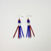 Red and Blue Tassel Earrings