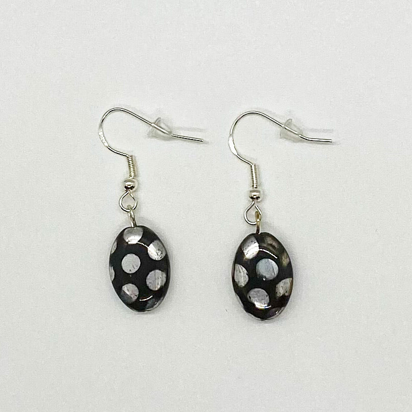 Black Oval Silver Dots