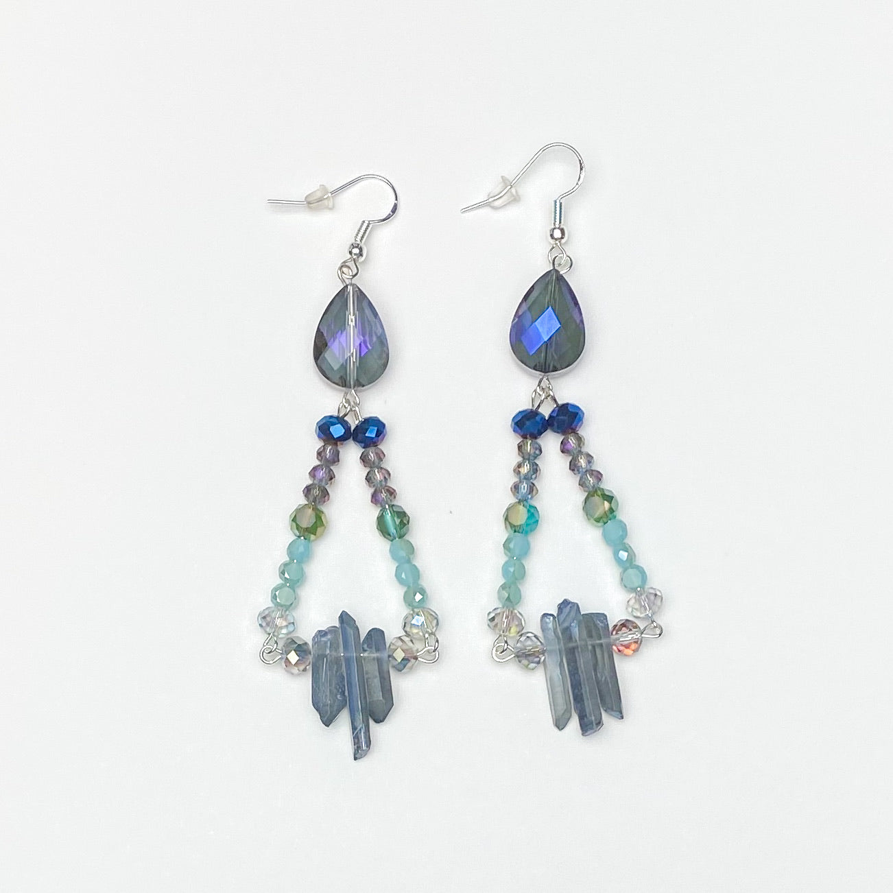 Dusted Blue Chandelier Earrings