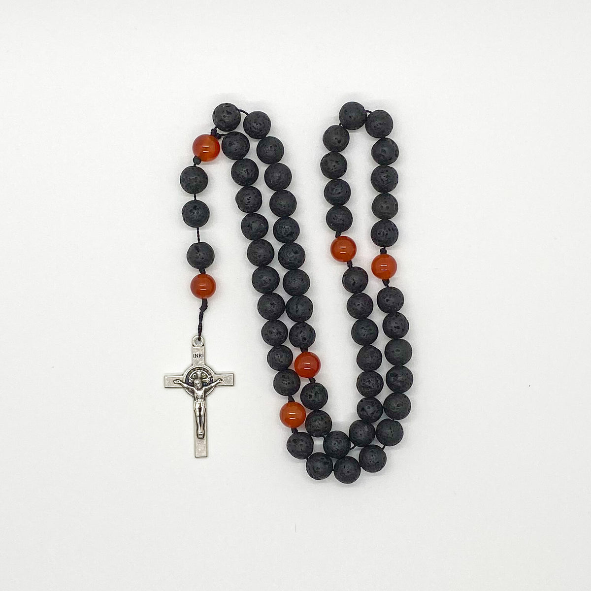 Lava Stone and Carnelian Rosary