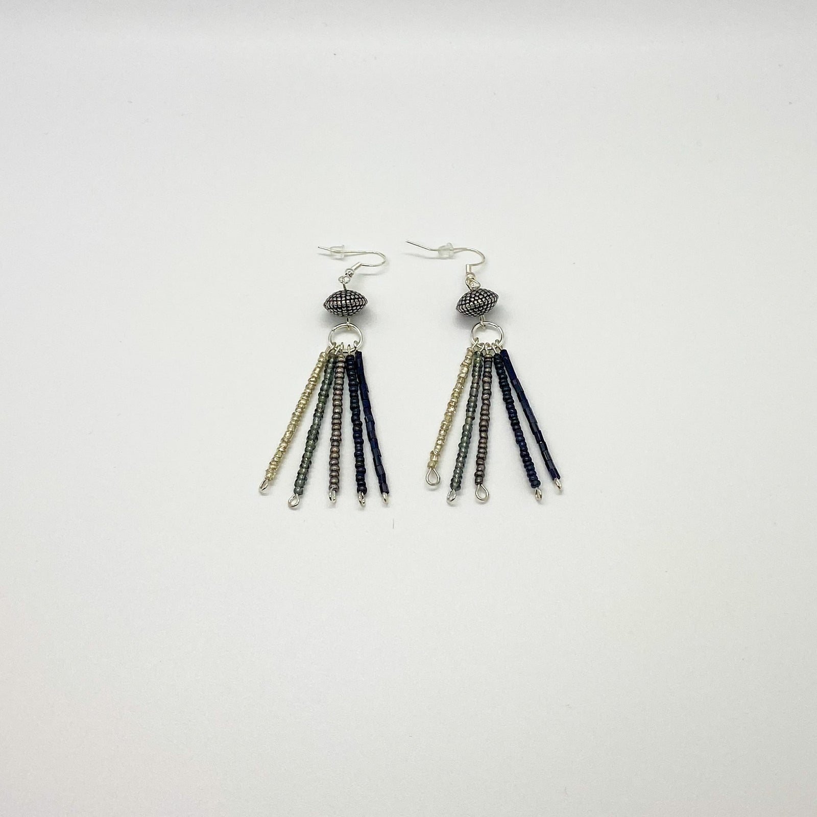 Silver Metallic Tassel Earrings