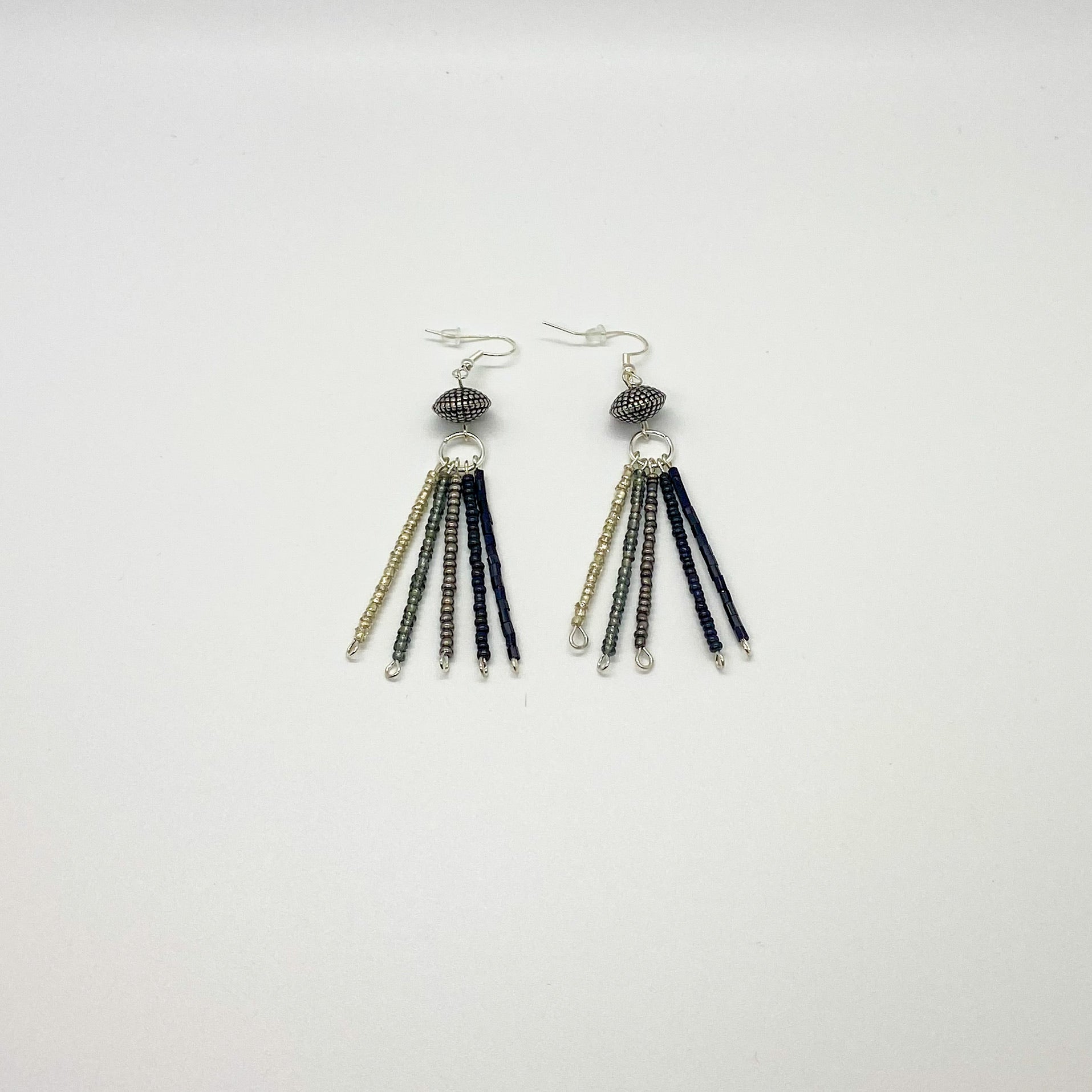 Silver Metallic Tassel Earrings
