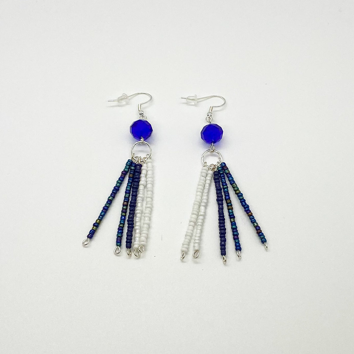 Blue Oil Slick Tassel Earrings