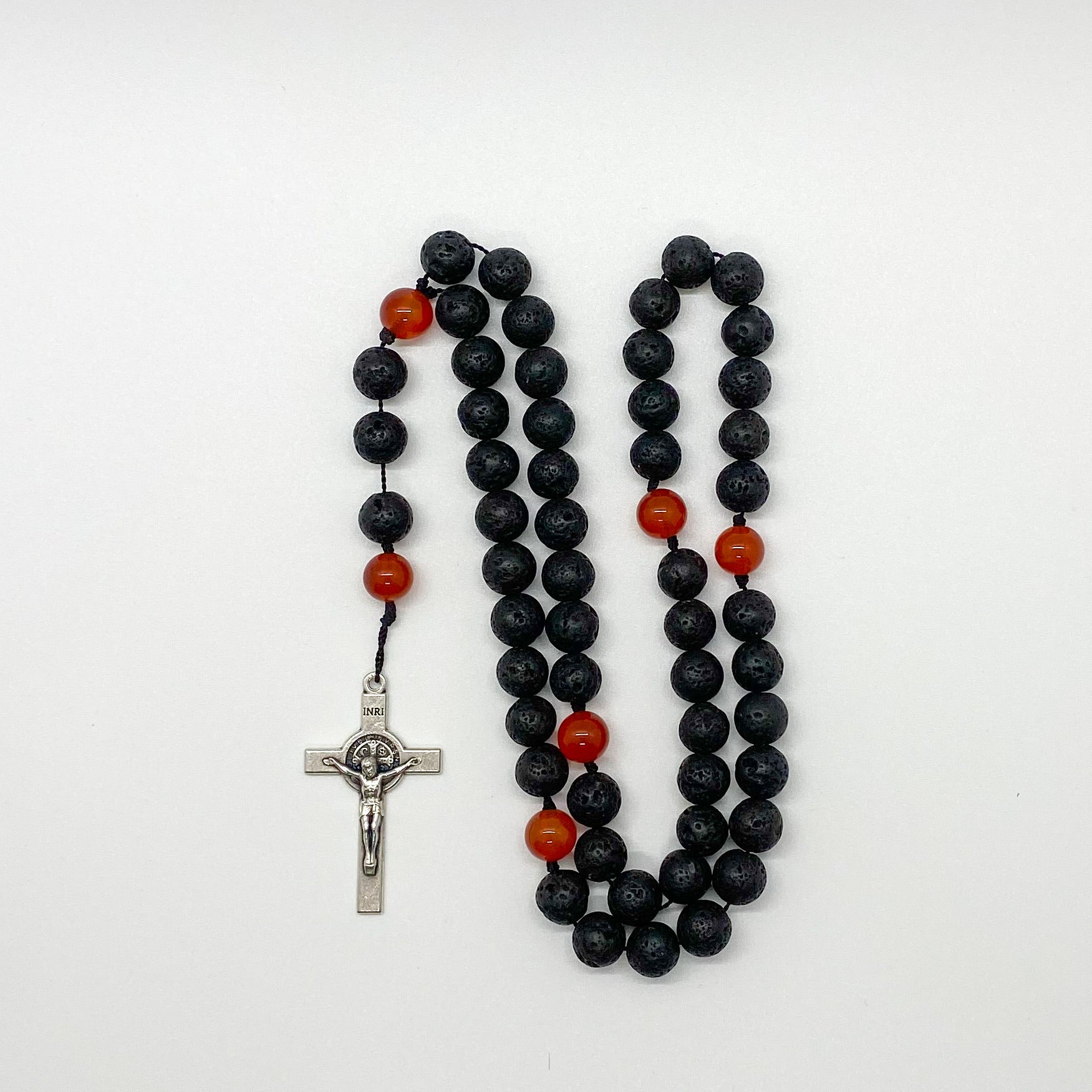 Lava Stone and Carnelian Rosary