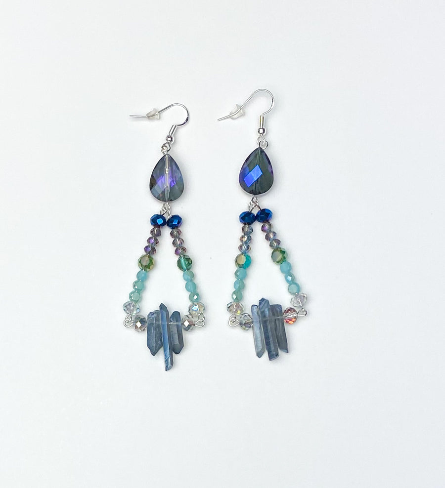 Dusted Blue Chandelier Earrings