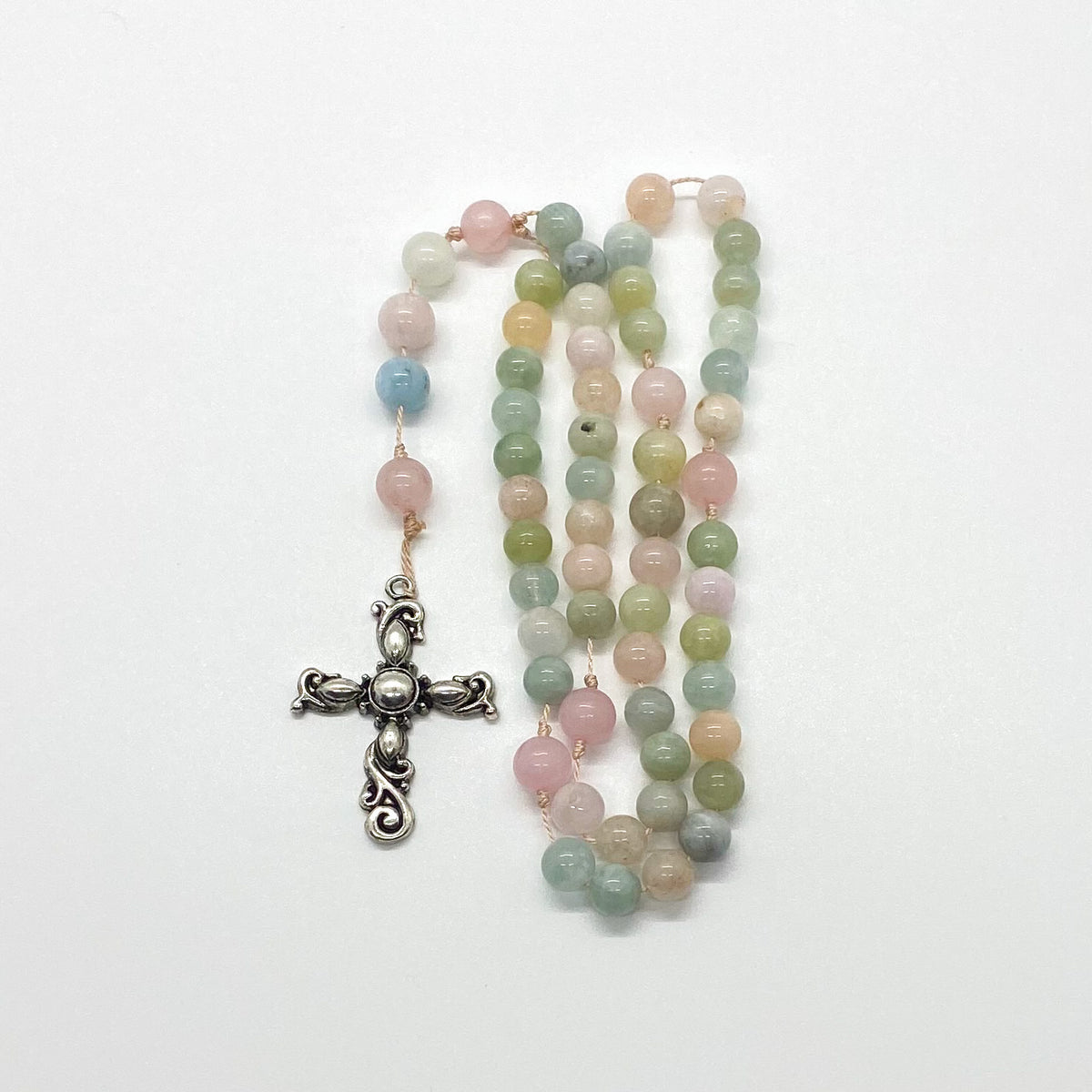 Morganite and Rose Quartz Rosary