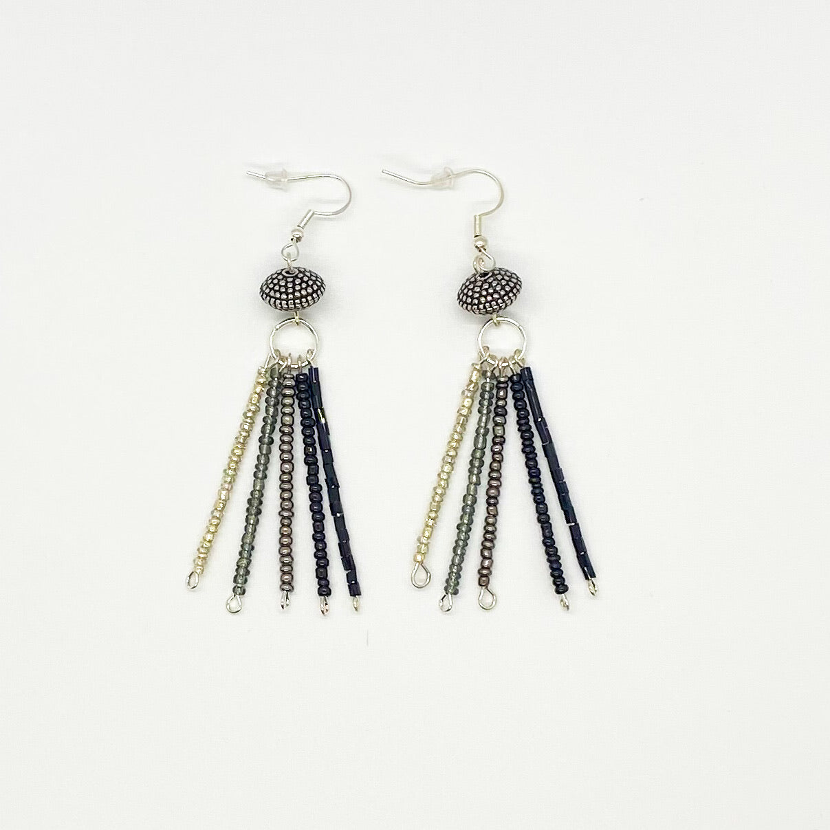 Silver Metallic Tassel Earrings