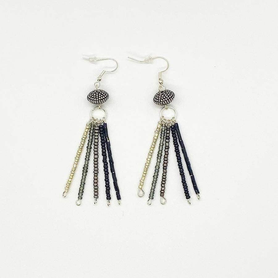 Silver Metallic Tassel Earrings