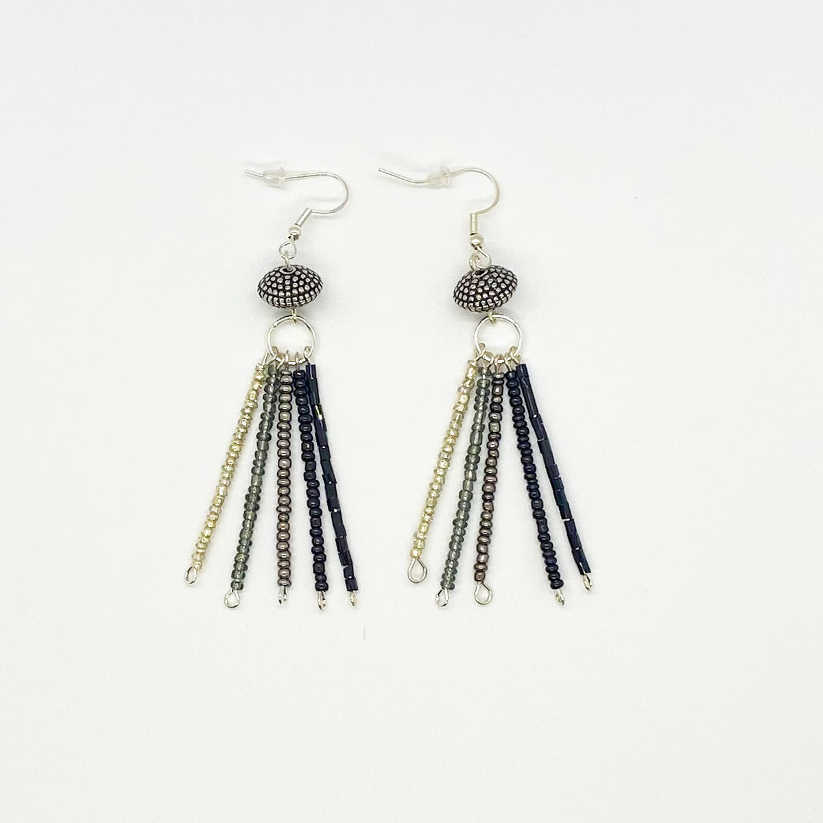 Silver Metallic Tassel Earrings